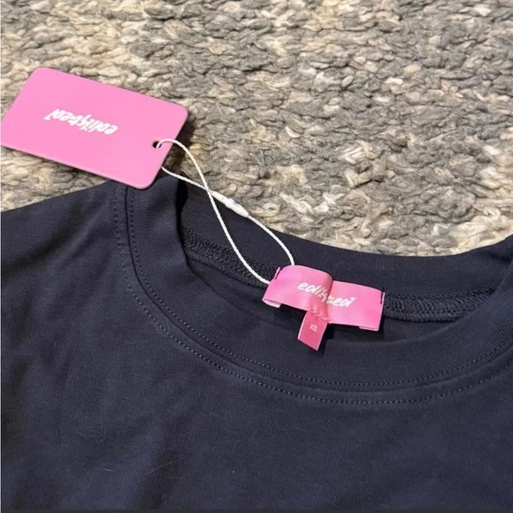 NWT Edikted Plain Long Sleeve in Navy Blue Size XS - Picture 3 of 3